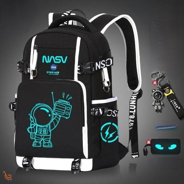 حقيبه مدرسيه للاولاد بنمط رائد فضاء +مقلمه +ميداليه